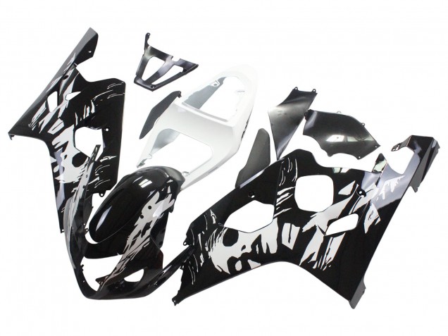 Billige Suzuki GSXR 600 / GSXR 750 Motorrad Verkleidung 2004-2005 - Weiss Schwarz