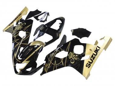 Billige Suzuki GSXR 600 / GSXR 750 Motorrad Verkleidung 2004-2005 - Glanzendes Schwarz Gold Corona