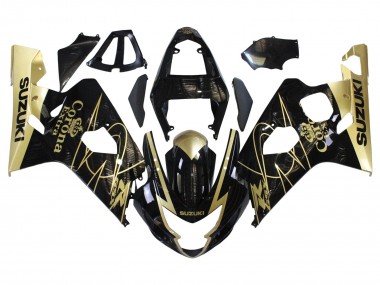 Billige Suzuki GSXR 600 / GSXR 750 Motorrad Verkleidung 2004-2005 - Glanzendes Schwarz Gold Corona