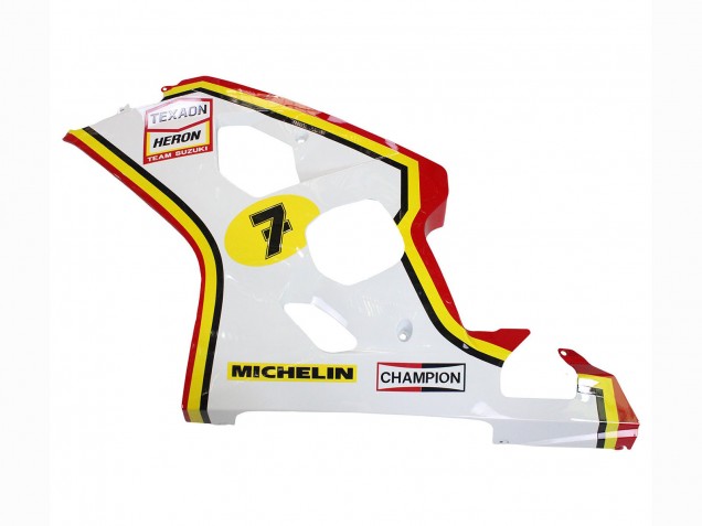 Billige Suzuki GSXR 600 / GSXR 750 Motorrad Verkleidung 2004-2005 - Weiss Rot Gelb Michelin Texaon Heron 7