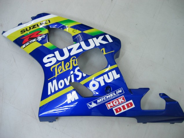Billige Suzuki GSXR 600 / GSXR 750 Motorrad Verkleidung 2004-2005 - Blau Weiss Gelb Grun Telefumica Motul MoviStar