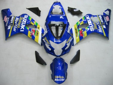 Billige Suzuki GSXR 600 / GSXR 750 Motorrad Verkleidung 2004-2005 - Blau Weiss Gelb Grun Telefumica Motul MoviStar