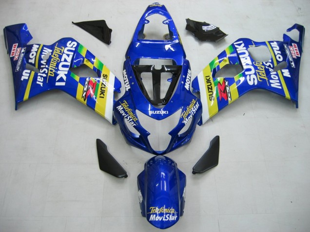 Billige Suzuki GSXR 600 / GSXR 750 Motorrad Verkleidung 2004-2005 - Blau Weiss Gelb Grun Telefumica Motul MoviStar