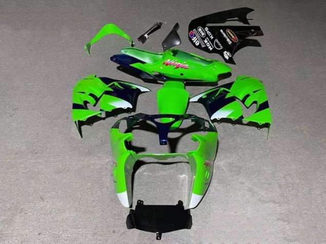 Billige Kawasaki ZX9R Motorrad Verkleidung 2000-2001 - Grun Weiss Glanzendes Schwarz