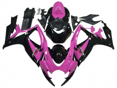 Billige Suzuki GSXR 600 / GSXR 750 Motorrad Verkleidung 2006-2007 - Rosa Glanzendes Schwarz