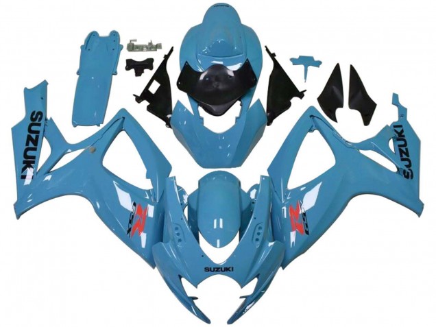 Billige Suzuki GSXR 600 / GSXR 750 Motorrad Verkleidung 2006-2007 - Hellblau Schwarz Rot