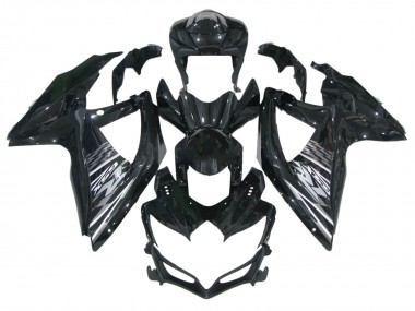 Billige Suzuki GSXR 600 / GSXR 750 Motorrad Verkleidung 2006-2007 - Glanzendes Schwarz Grau Weiss