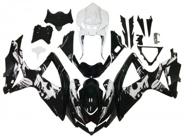 Billige Suzuki GSXR 600 / GSXR 750 Motorrad Verkleidung 2006-2007 - Glanzendes Schwarz Weiss