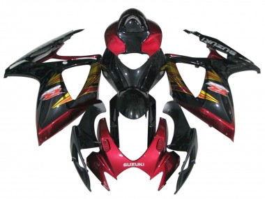 Billige Suzuki GSXR 600 / GSXR 750 Motorrad Verkleidung 2006-2007 - Glanzendes Schwarz Rot Gold