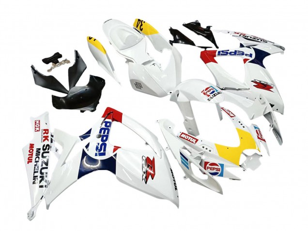 Billige Suzuki GSXR 600 / GSXR 750 Motorrad Verkleidung 2006-2007 - Weiss Rot Gelb Motul
