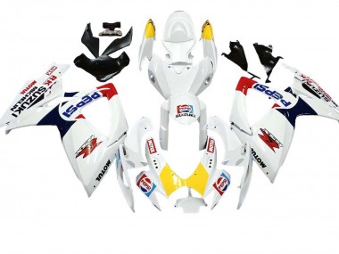 Billige Suzuki GSXR 600 / GSXR 750 Motorrad Verkleidung 2006-2007 - Weiss Rot Gelb Motul