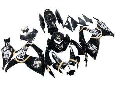 Billige Suzuki GSXR 600 / GSXR 750 Motorrad Verkleidung 2006-2007 - Glanzendes Schwarz Weiss Motul Lucky Strike