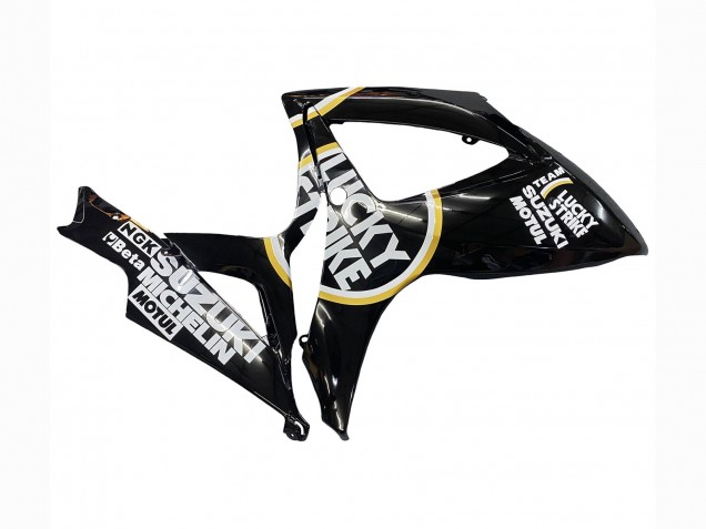 Billige Suzuki GSXR 600 / GSXR 750 Motorrad Verkleidung 2006-2007 - Glanzendes Schwarz Weiss Motul Lucky Strike