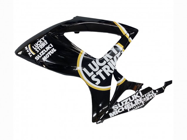 Billige Suzuki GSXR 600 / GSXR 750 Motorrad Verkleidung 2006-2007 - Glanzendes Schwarz Weiss Motul Lucky Strike