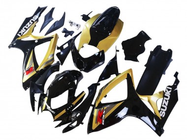 Billige Suzuki GSXR 600 / GSXR 750 Motorrad Verkleidung 2006-2007 - Gold Glanzendes Schwarz Rot