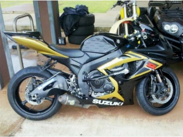Billige Suzuki GSXR 600 / GSXR 750 Motorrad Verkleidung 2006-2007 - Gold Glanzendes Schwarz Rot