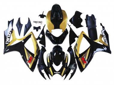 Billige Suzuki GSXR 600 / GSXR 750 Motorrad Verkleidung 2006-2007 - Gold Glanzendes Schwarz Rot
