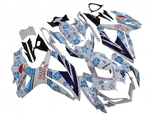Billige Suzuki GSXR 600 / GSXR 750 Motorrad Verkleidung 2006-2007 - Weiss Blau Schwarz Rot Nastro Azzurro
