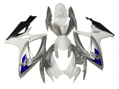 Billige Suzuki GSXR 600 / GSXR 750 Motorrad Verkleidung 2006-2007 - Weiss Silber Blau Schwarz