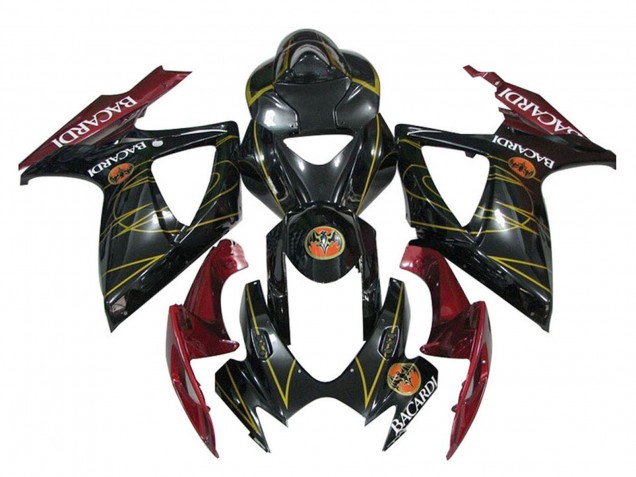 Billige Suzuki GSXR 600 / GSXR 750 Motorrad Verkleidung 2006-2007 - Glanzendes Schwarz Rot Gold