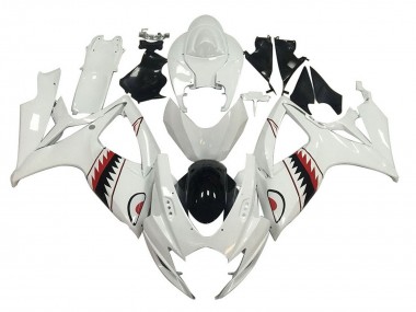 Billige Suzuki GSXR 600 / GSXR 750 Motorrad Verkleidung 2006-2007 - Weiss Rot Schwarz Hai