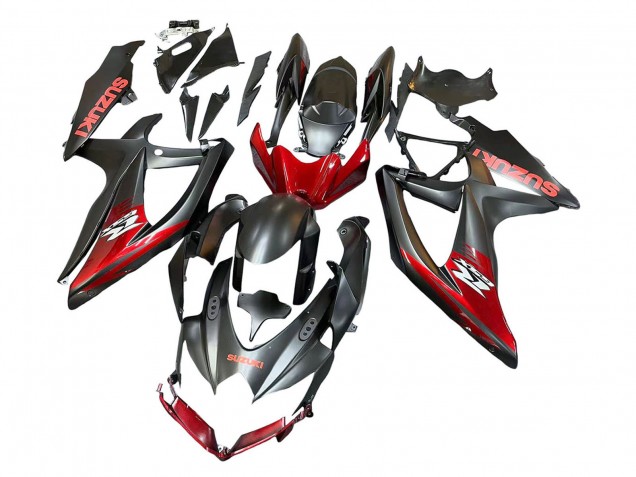 Billige Suzuki GSXR 600 / GSXR 750 Motorrad Verkleidung 2008-2010 - Matt Schwarz Rot
