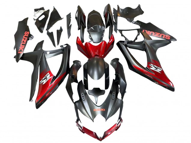 Billige Suzuki GSXR 600 / GSXR 750 Motorrad Verkleidung 2008-2010 - Matt Schwarz Rot