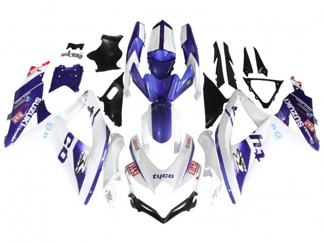 Billige Suzuki GSXR 600 / GSXR 750 Motorrad Verkleidung 2008-2010 - Weiss Blau Schwarz Tyco