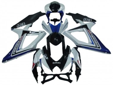 Billige Suzuki GSXR 600 / GSXR 750 Motorrad Verkleidung 2008-2010 - Weiss Blau Glanzendes Schwarz Alstare