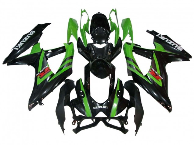 Billige Suzuki GSXR 600 / GSXR 750 Motorrad Verkleidung 2008-2010 - Grun Glanzendes Schwarz