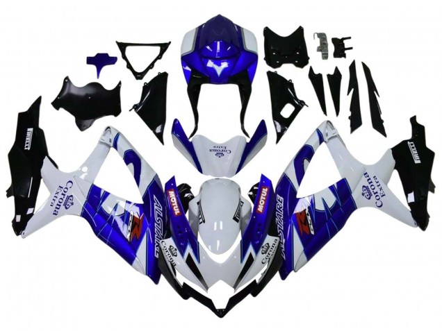 Billige Suzuki GSXR 600 / GSXR 750 Motorrad Verkleidung 2008-2010 - Weiss Blau Matt Schwarz Rot Motul