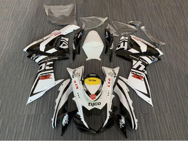 Billige Suzuki GSXR 600 / GSXR 750 Motorrad Verkleidung 2008-2010 - Weiss Gelb Schwarz Tyco