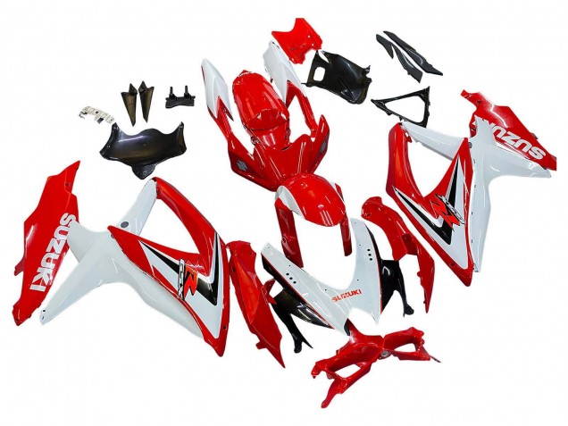 Billige Suzuki GSXR 600 / GSXR 750 Motorrad Verkleidung 2008-2010 - Weiss Rot Schwarz