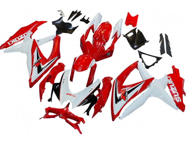 Billige Suzuki GSXR 600 / GSXR 750 Motorrad Verkleidung 2008-2010 - Weiss Rot Schwarz