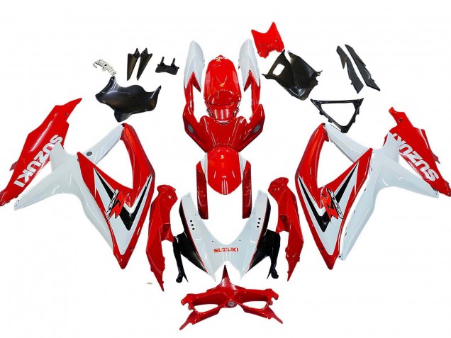 Billige Suzuki GSXR 600 / GSXR 750 Motorrad Verkleidung 2008-2010 - Weiss Rot Schwarz