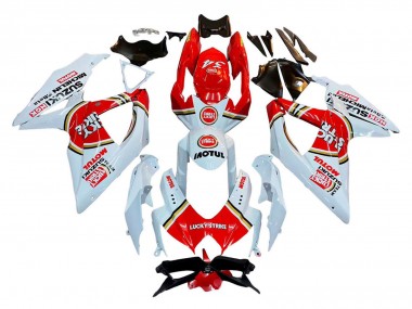 Billige Suzuki GSXR 600 / GSXR 750 Motorrad Verkleidung 2008-2010 - Weiss Rot Motul Lucky Strike