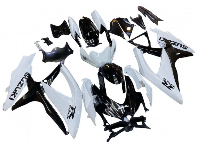 Billige Suzuki GSXR 600 / GSXR 750 Motorrad Verkleidung 2008-2010 - Weiss Schwarz