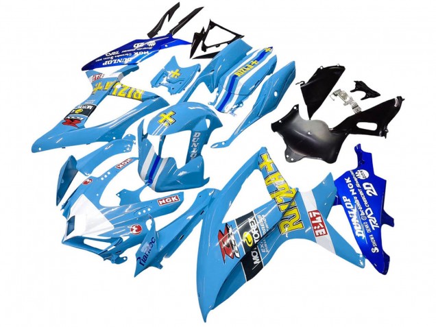 Billige Suzuki GSXR 600 / GSXR 750 Motorrad Verkleidung 2008-2010 - Blau Gelb Rizla