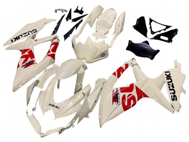 Billige Suzuki GSXR 600 / GSXR 750 Motorrad Verkleidung 2008-2010 - Creme Weiss Rot Schwarz