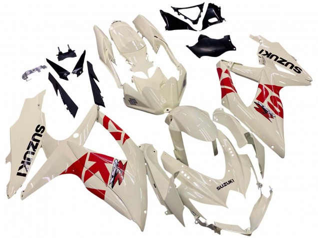 Billige Suzuki GSXR 600 / GSXR 750 Motorrad Verkleidung 2008-2010 - Creme Weiss Rot Schwarz