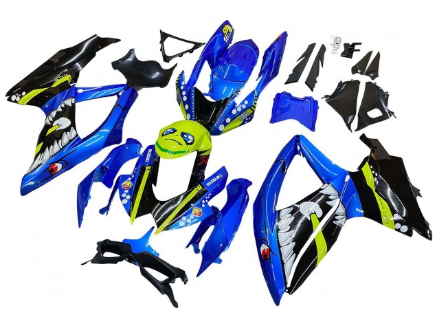 Billige Suzuki GSXR 600 / GSXR 750 Motorrad Verkleidung 2008-2010 - Blau Fluoreszierendes Grun Hai