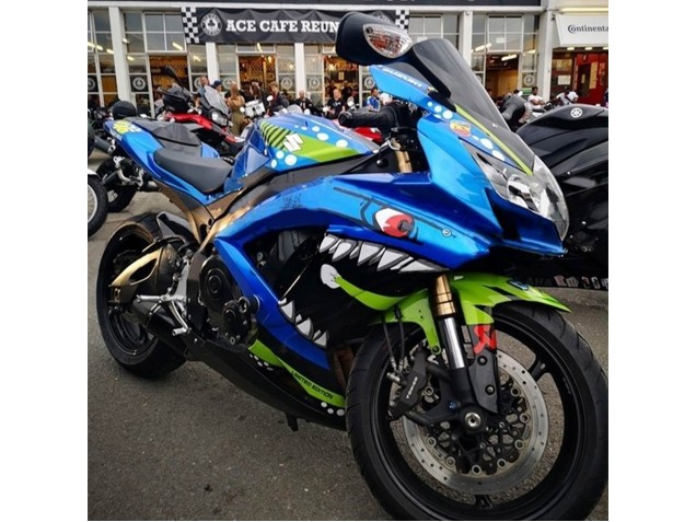 Billige Suzuki GSXR 600 / GSXR 750 Motorrad Verkleidung 2008-2010 - Blau Fluoreszierendes Grun Hai