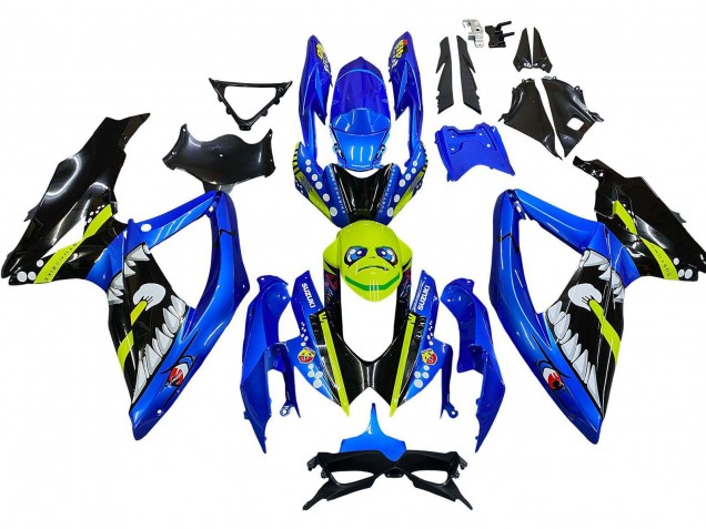 Billige Suzuki GSXR 600 / GSXR 750 Motorrad Verkleidung 2008-2010 - Blau Fluoreszierendes Grun Hai