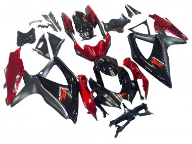 Billige Suzuki GSXR 600 / GSXR 750 Motorrad Verkleidung 2008-2010 - Rot Glanzendes Schwarz