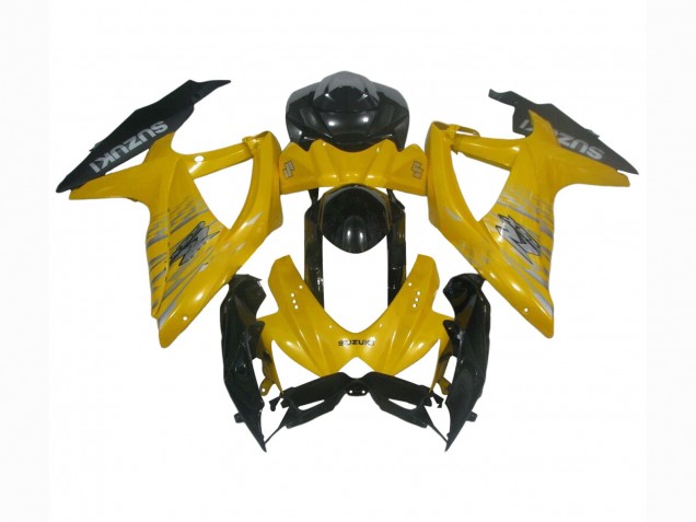 Billige Suzuki GSXR 600 / GSXR 750 Motorrad Verkleidung 2008-2010 - Gelb Glanzendes Schwarz
