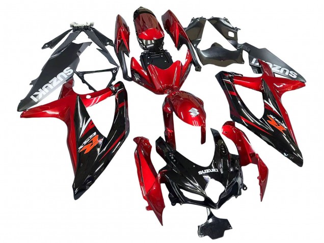 Billige Suzuki GSXR 600 / GSXR 750 Motorrad Verkleidung 2008-2010 - Rot Glanzendes Schwarz