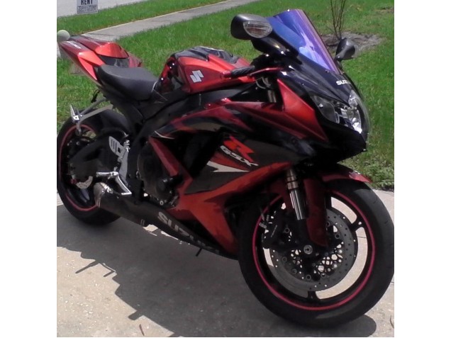 Billige Suzuki GSXR 600 / GSXR 750 Motorrad Verkleidung 2008-2010 - Rot Glanzendes Schwarz