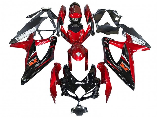 Billige Suzuki GSXR 600 / GSXR 750 Motorrad Verkleidung 2008-2010 - Rot Glanzendes Schwarz