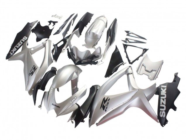 Billige Suzuki GSXR 600 / GSXR 750 Motorrad Verkleidung 2008-2010 - Silber Matt Schwarz
