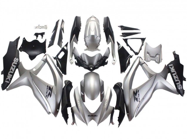 Billige Suzuki GSXR 600 / GSXR 750 Motorrad Verkleidung 2008-2010 - Silber Matt Schwarz